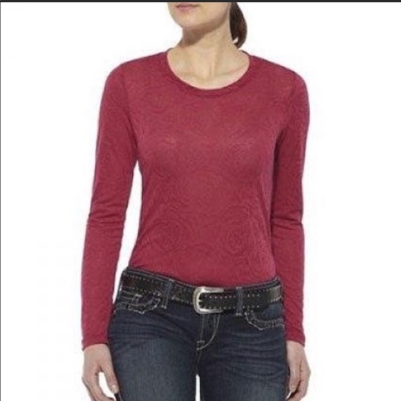 Ariat Jacquard Long Sleeve Top Lush Berry Size XL - Picture 5 of 7